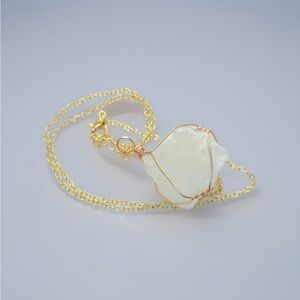 New Raw 20g Clear Quartz Wrapped Crystal Stone Necklace - Repel Negative Energy